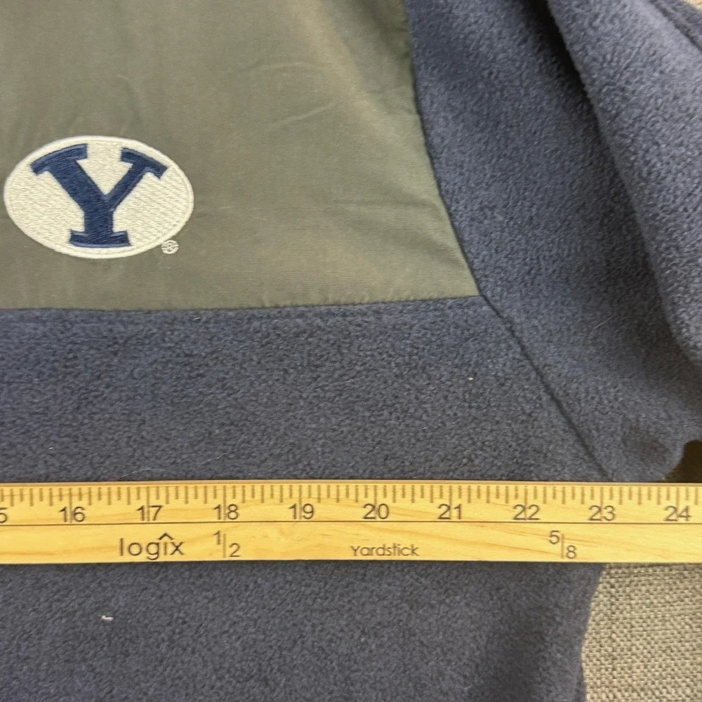 BYU Cougars Jacket Mens Large Blue‎ Gray NCAA Football Fleece Champion Full Zip